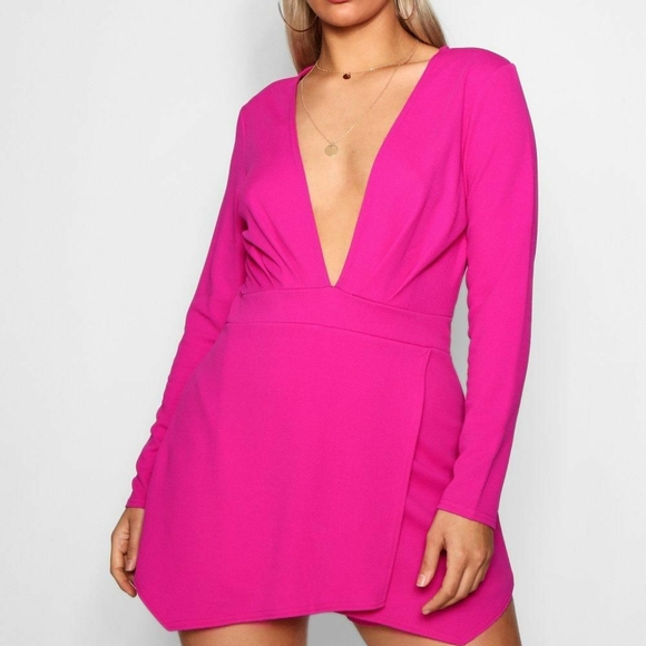 boohoo pink playsuit
